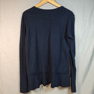 Wilt‎ Women's Navy Blue Long Sleeve Ruffled Hem Tunic Top Size M
